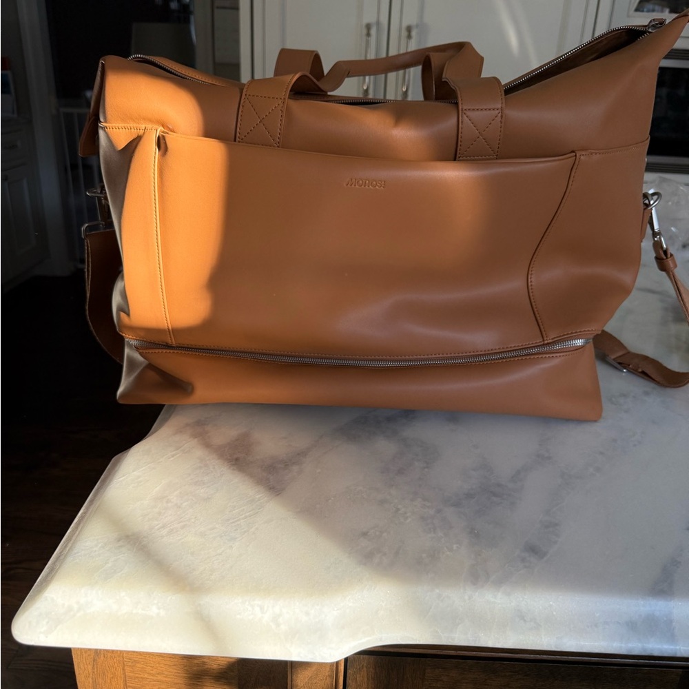 Like New Mono Tan Vegan Leather Weekender - Picture 9 of 12